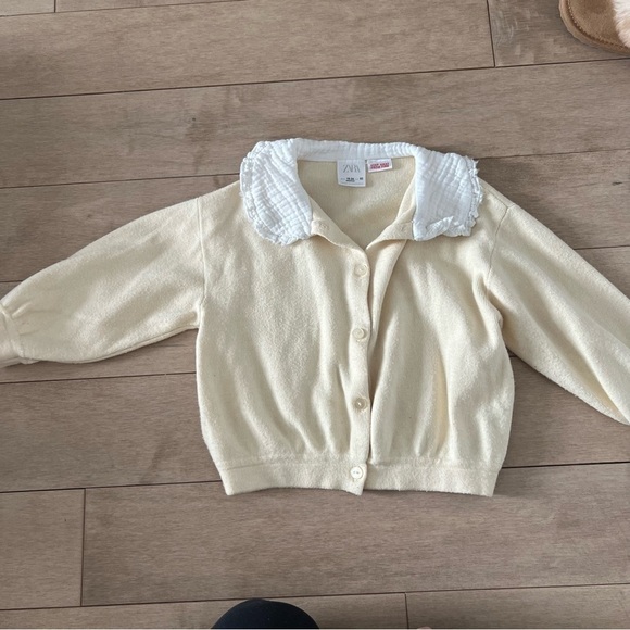 Zara Baby Girl Toddler Knit Cardigan with Peter Pan Collar - Picture 3 of 6